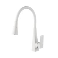 Смеситель для кухни, гибкий силиконовый излив,  латунь, VALFEX Tureis White (10)