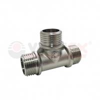 Тройник никелированный переходной с наружной резьбой VALFEX НР 1/2"- НР 1/2"- НР 1/2" (90/10)